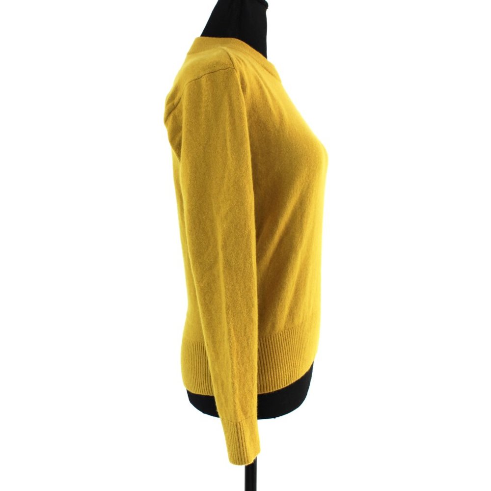 Everlane Cashmere Golden Yellow Crewneck Sweater Small Rib Knit Pullover S - Picture 2 of 7